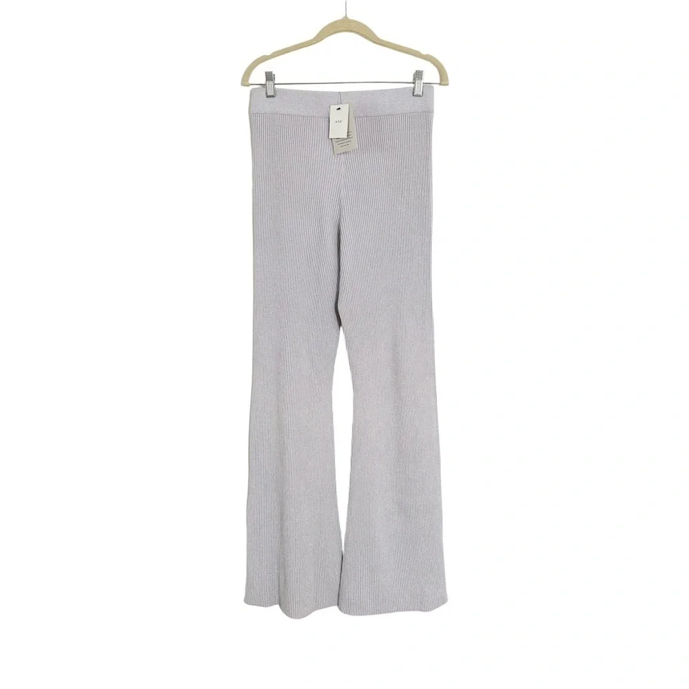 A.L.C. Logan Metallic Ribbed Knit Flared Pants Size Large NWT